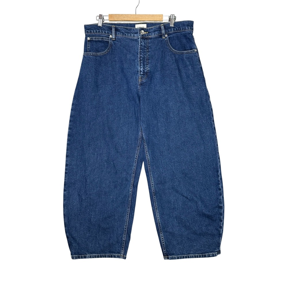 Everlane Womens Way-High Curve Jean33R Organic Cotton Barrel Denim Blue - Picture 2 of 12
